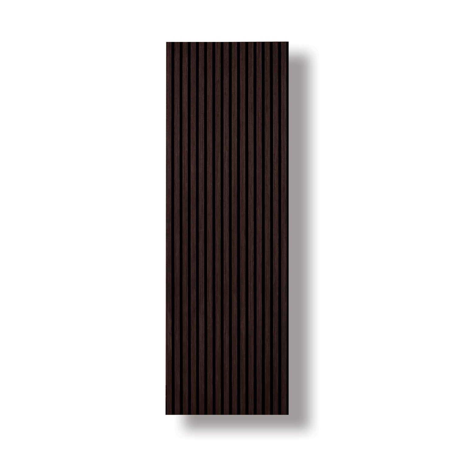 Acoustic Veneer Wall Panel in Black Walnut with Black Backing 2400MM x 600MM with 26MM Slat