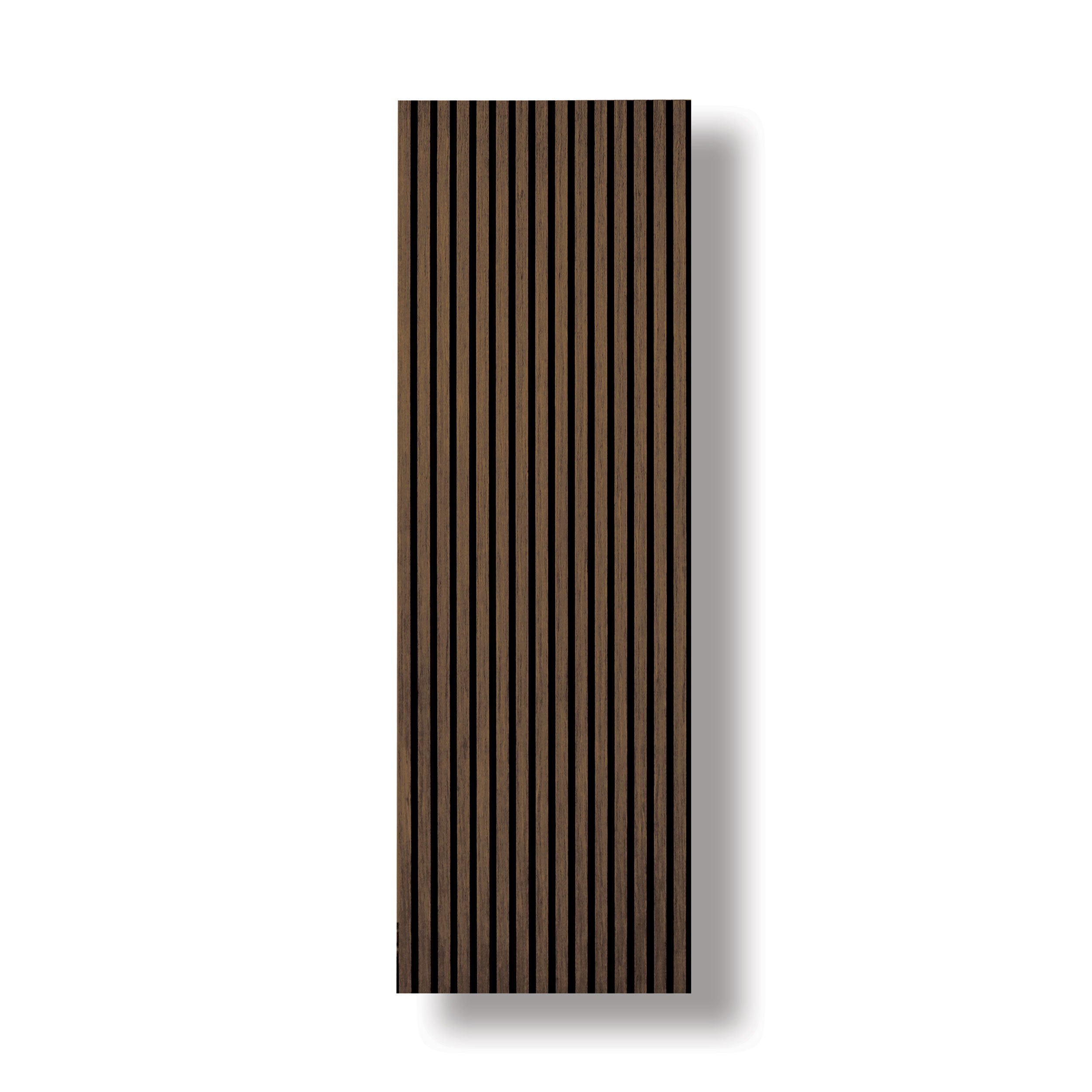 Acoustic Veneer Wall Panel in Walnut with Black Backing 2400MM x 600MM with 26MM Slat