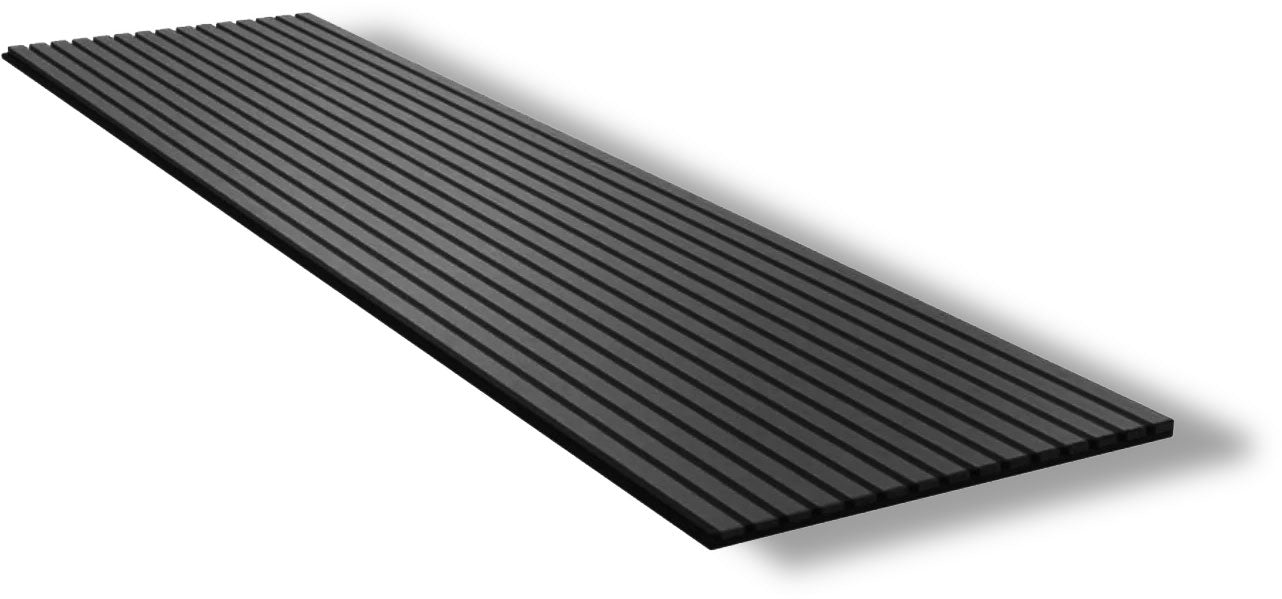 Acoustic Veneer Wall Panel in Black Oak with Black Backing 2400MM x 600MM with 26MM Slat