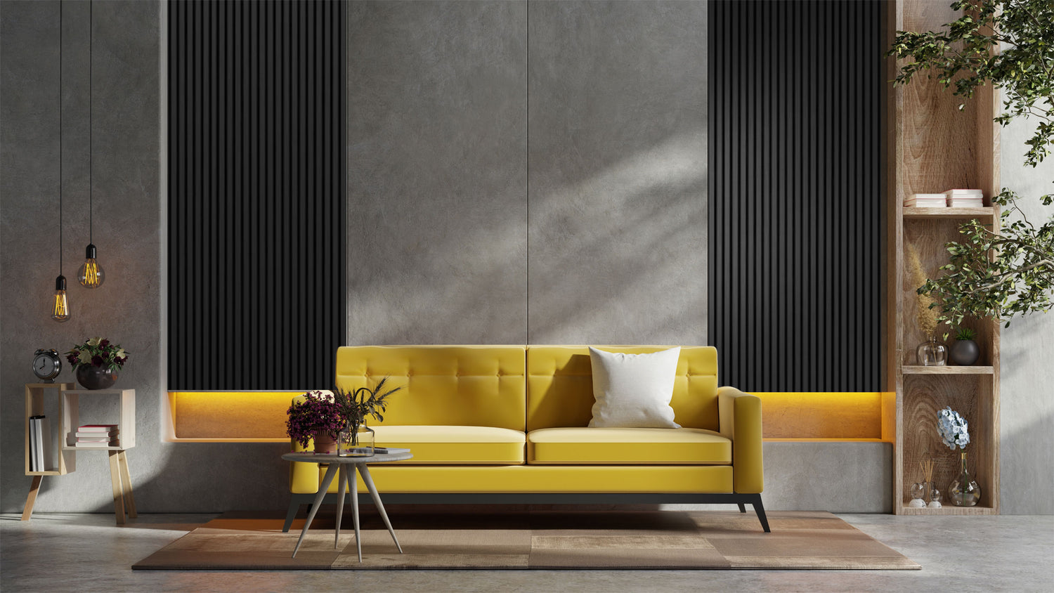 Acoustic Veneer Wall Panel in Black Oak with Black Backing 2400MM x 600MM with 35MM Slat