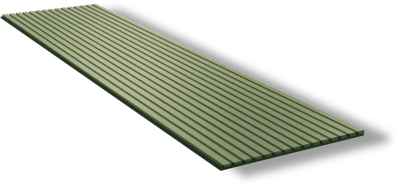 Acoustic Veneer Wall Panel in Olive with Black Backing 2400MM x 600MM with 35MM Slat