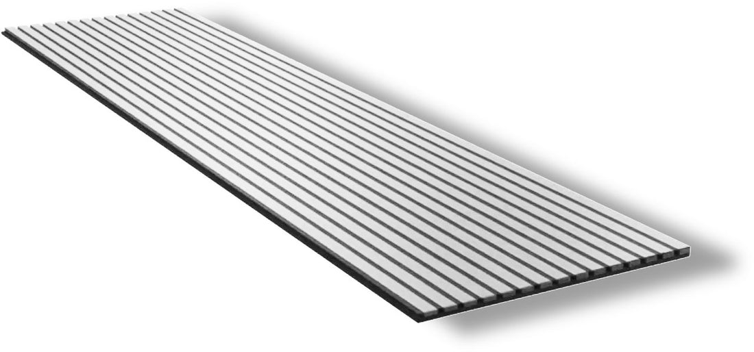 Acoustic Veneer Wall Panel in White with White Backing 2400MM x 600MM with 35MM Slat