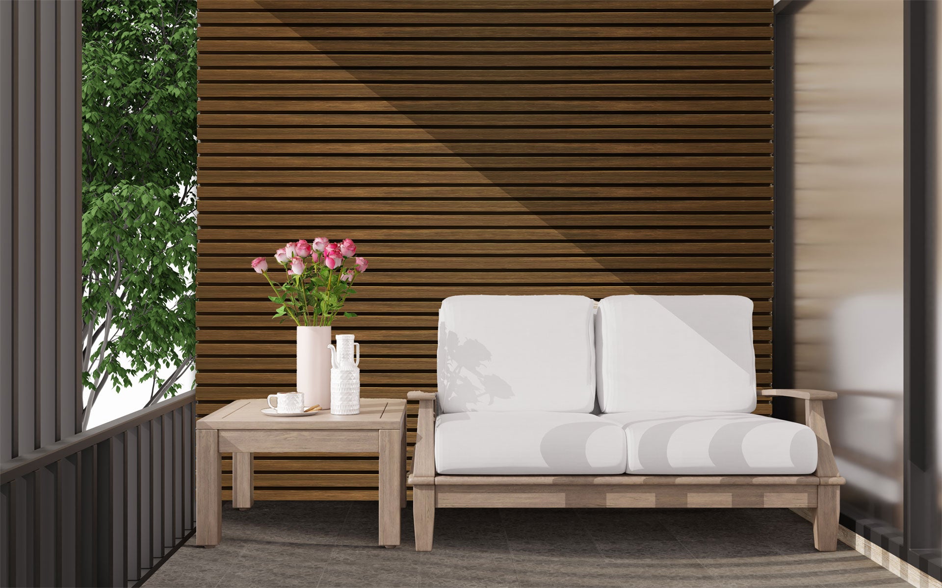 Slatted Composite Wall Cladding 219mm x 26mm  x 2900MM Teak